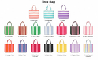 Embroidered Custom Initials Striped Canvas Tote Bag