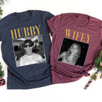 Wifey Hubby Custom Photo Shirts, Personalized Couple Names and Year, Funny Wedding Gift for Newlyweds