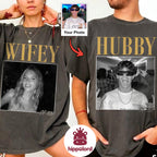 Wifey Hubby Custom Photo Shirts, Personalized Couple Names and Year, Funny Wedding Gift for Newlyweds