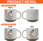 Personalized Engagement Pottery Mug, Custom Couple Photo Names and Date, Newly Engaged Wedding Gift