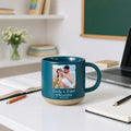 Personalized Engagement Pottery Mug, Custom Couple Photo Names and Date, Newly Engaged Wedding Gift