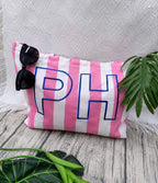 Embroidered Custom Initials Striped Canvas Tote Bag