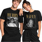 Wifey Hubby Custom Photo Shirts, Personalized Couple Names and Year, Funny Wedding Gift for Newlyweds