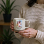 Personalized Engagement Pottery Mug, Custom Couple Photo Names and Date, Newly Engaged Wedding Gift