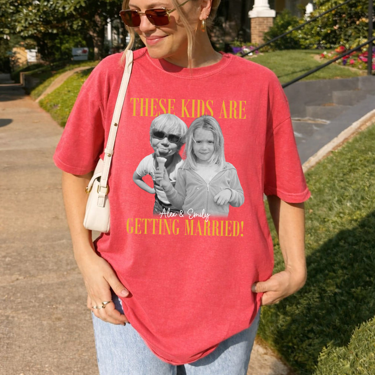 Custom These Kids Are Getting Married Shirt, Personalized Childhood Photo Wedding Tee, Engagement Gift for Bride, Groom or Family