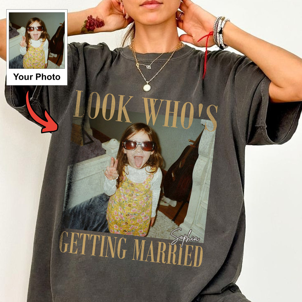 Custom Photo Getting Married Shirt, Personalized Bride to Be Tee, Funny Engagement Gift for Future Bride
