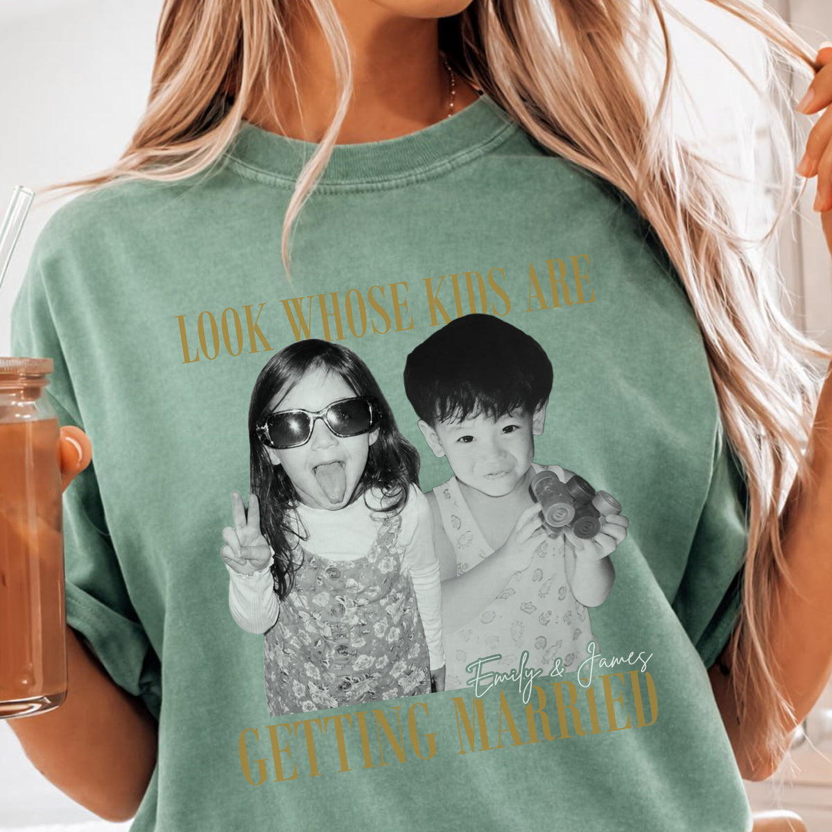 Look Whose Kids Are Getting Married Shirt, Custom Childhood Photos and Names, Wedding Gift for Parents