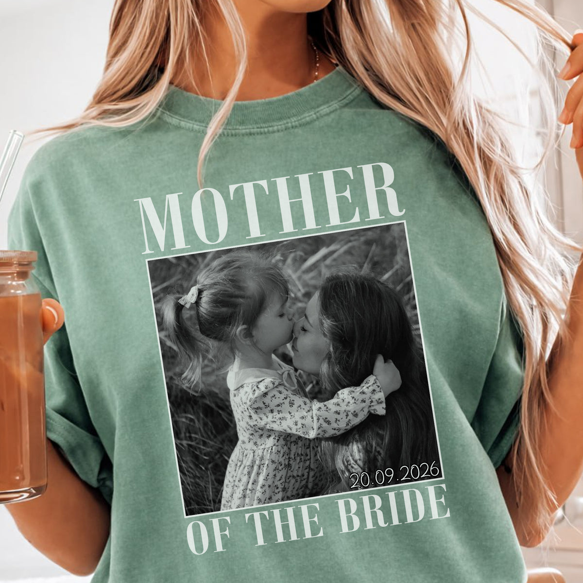 Custom Mother of the Bride Shirt Personalized Photo and Date Tee Wedding Day Gift for Mom Bridal Party Gift
