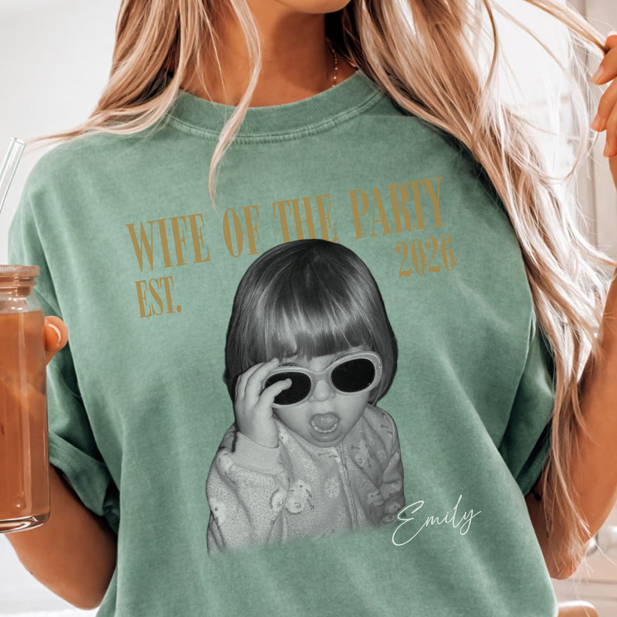 Wife of the Party Custom Photo Shirt, Personalized Name and Est Tee, Bachelorette Wedding Gift