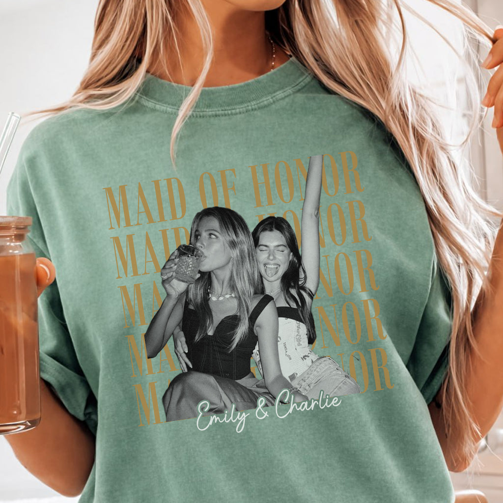Custom Maid of Honor Photo Shirt, Personalized Wedding Tee