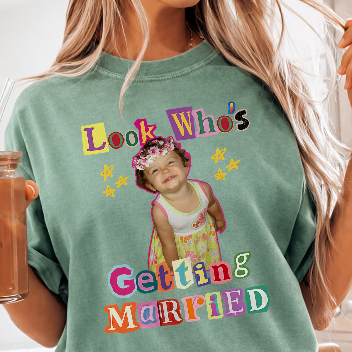 Look Who's Getting Married Custom Photo Shirt, Personalized Wedding Tee, Custom Photo Bride Shirt
