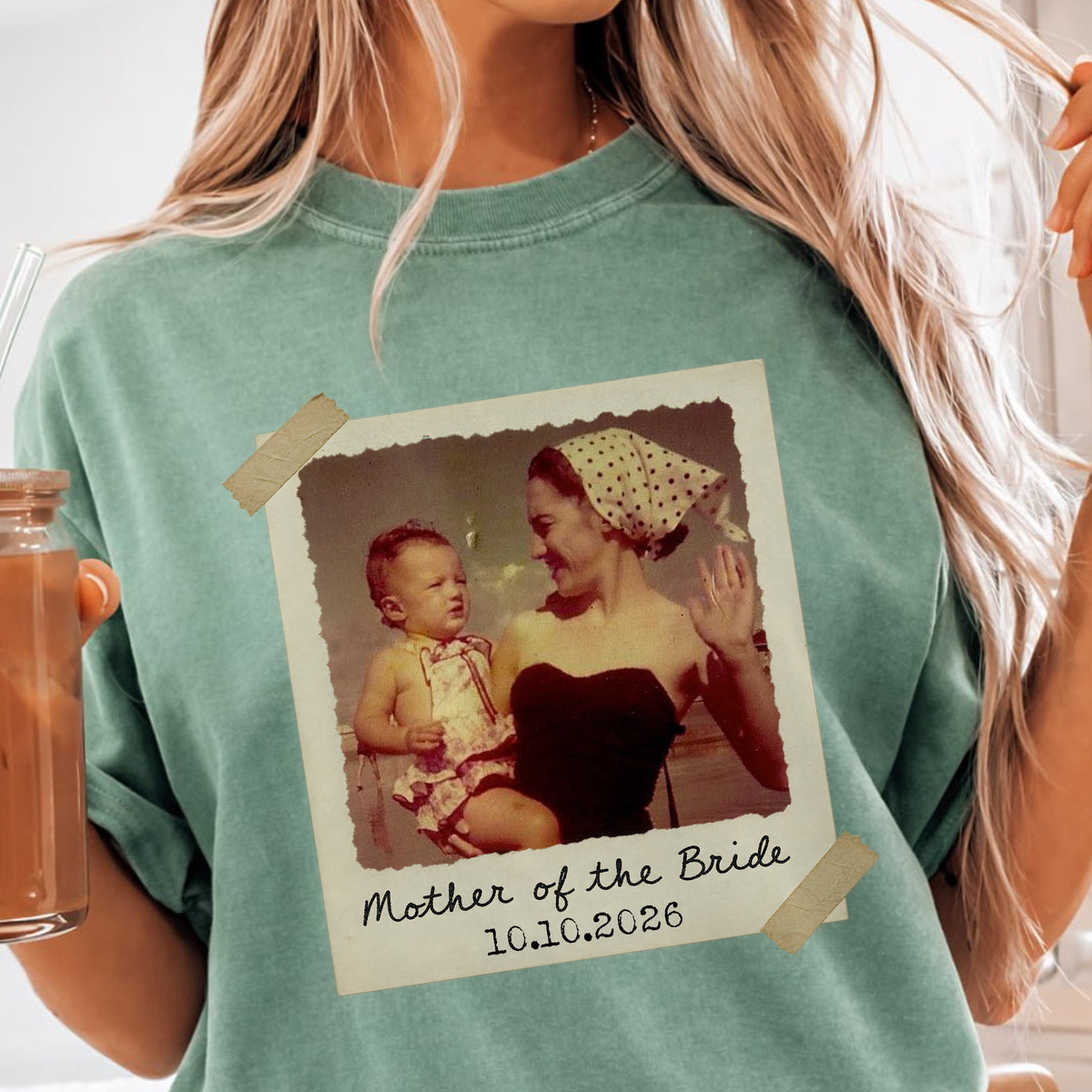 Mother of the Bride Custom Photo and Date Shirt Personalized Wedding Tee Bridal Party Gift for Mom