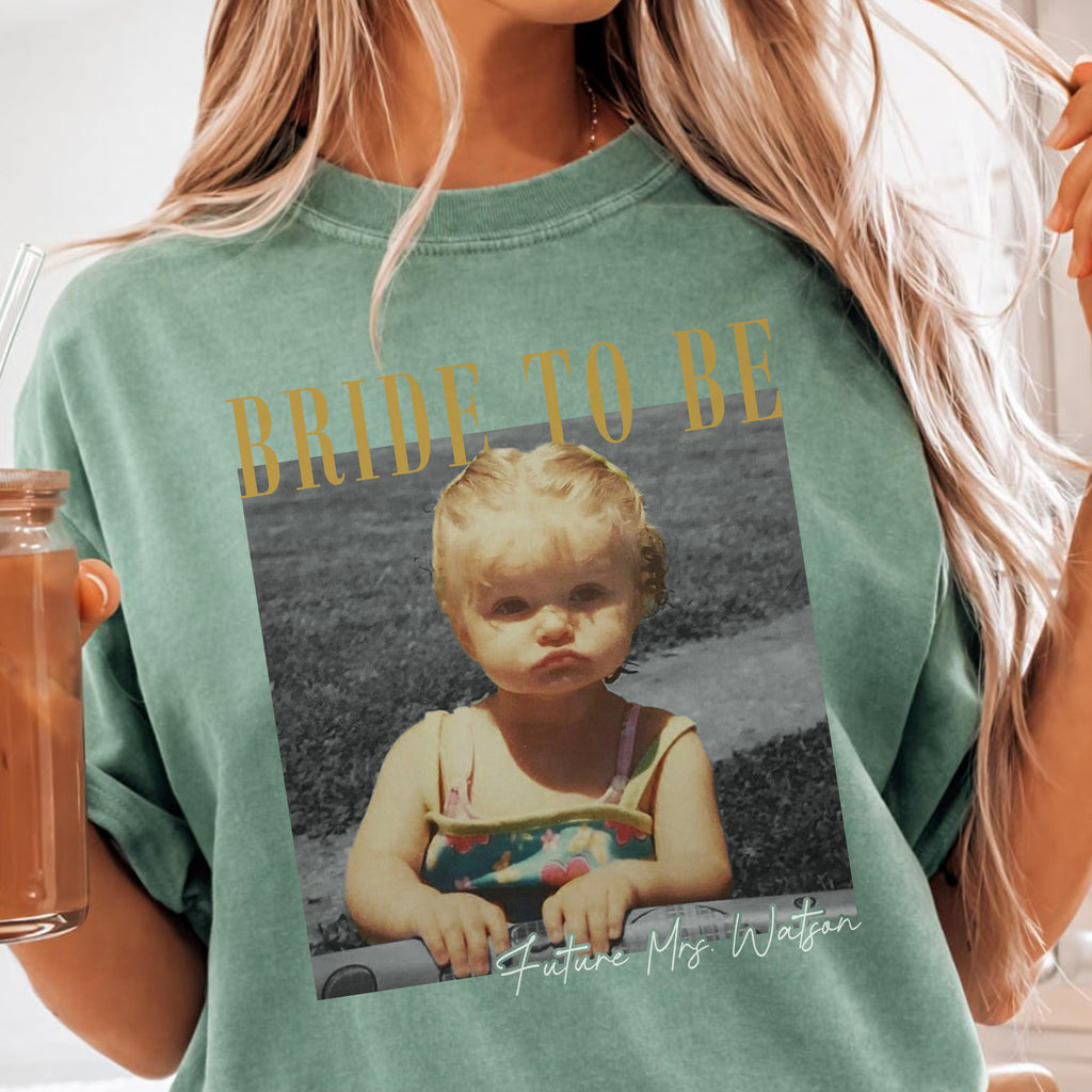Custom Bride To Be Photo Shirt, Personalized Childhood Picture Tee, Bridal Shower Wedding Gift for Her