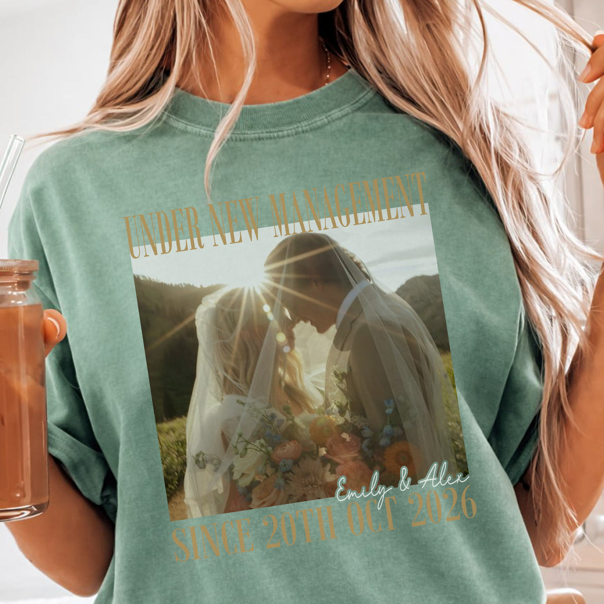 Under New Management Photo Shirt, Personalized Couple Names and Wedding Date, Funny Newlywed Gift