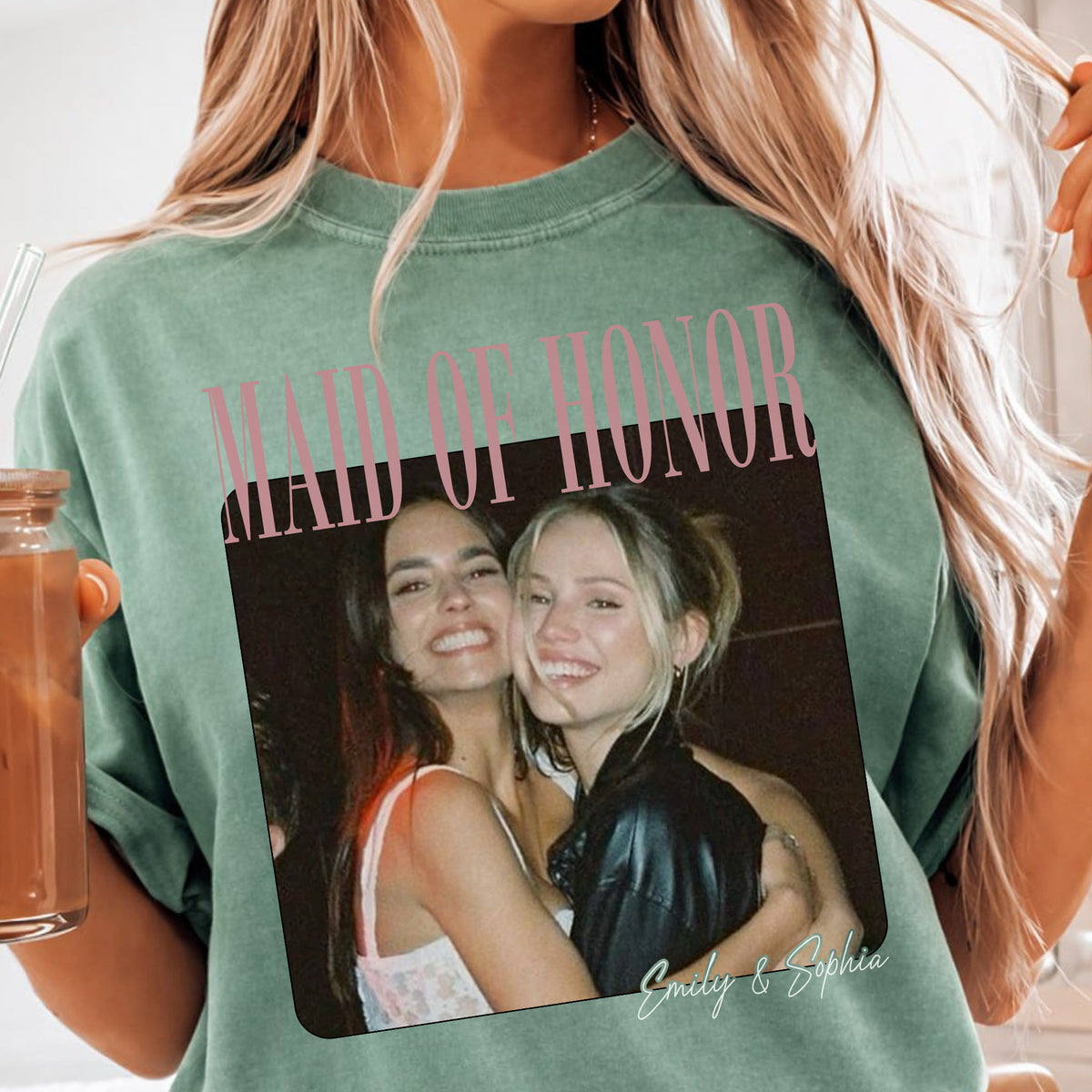Custom Maid of Honor Shirt, Personalized Photo and Name Tee Wedding Gift for Maid of Honor