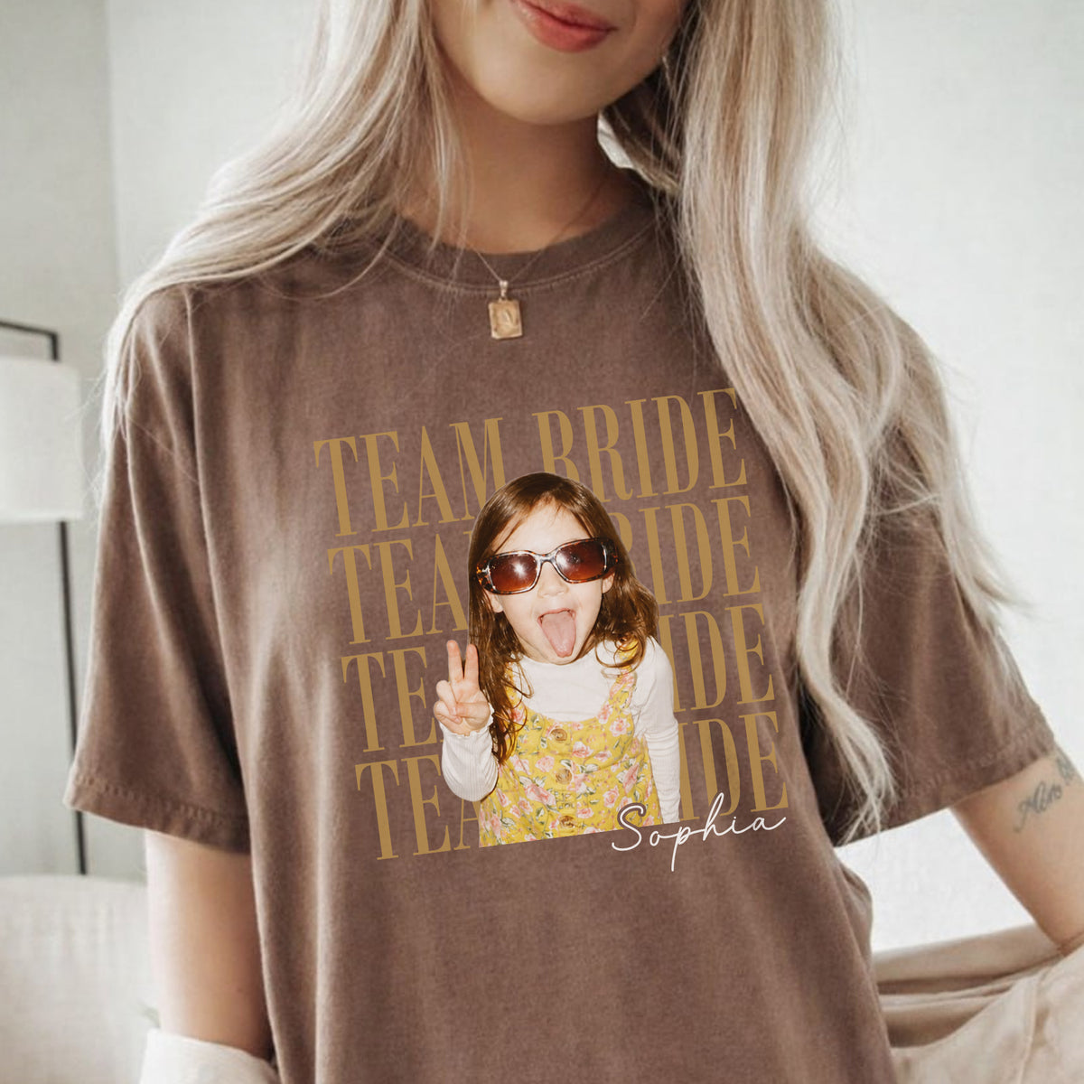 Team Bride Custom Shirt, Personalized Photo & Name Tee, Bridal Party Gift, Bachelorette Party Shirt