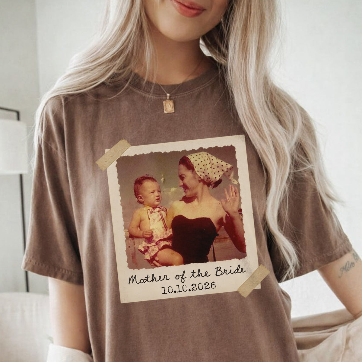 Mother of the Bride Custom Photo and Date Shirt Personalized Wedding Tee Bridal Party Gift for Mom