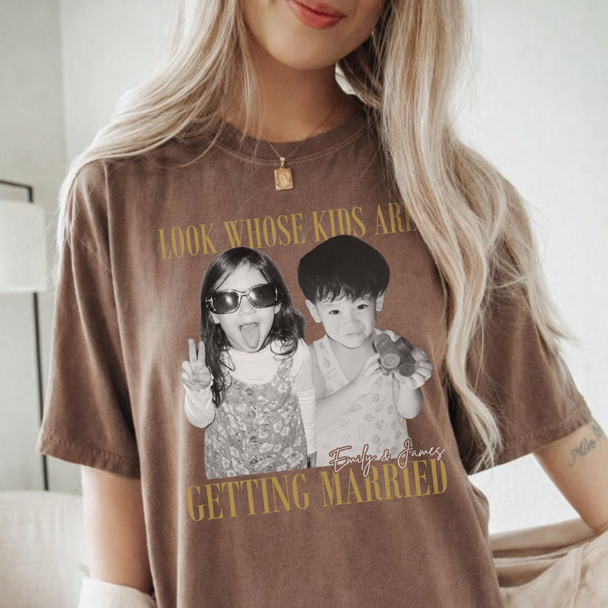 Look Whose Kids Are Getting Married Shirt, Custom Childhood Photos and Names, Wedding Gift for Parents