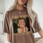 Look Who's Officially Mrs Shirt, Personalized Bride Photo and Wedding Date Tee, Custom Bridal Gift