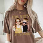 Look Who's Getting Married Custom Childhood Photo Shirt, Personalized Bride & Groom Wedding T-Shirt, Custom Couple Photo Tee