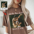 Personalized Call Me Mrs Shirt, Custom Couple Photo and Wedding Date, Bridal Shower Gift for Bride