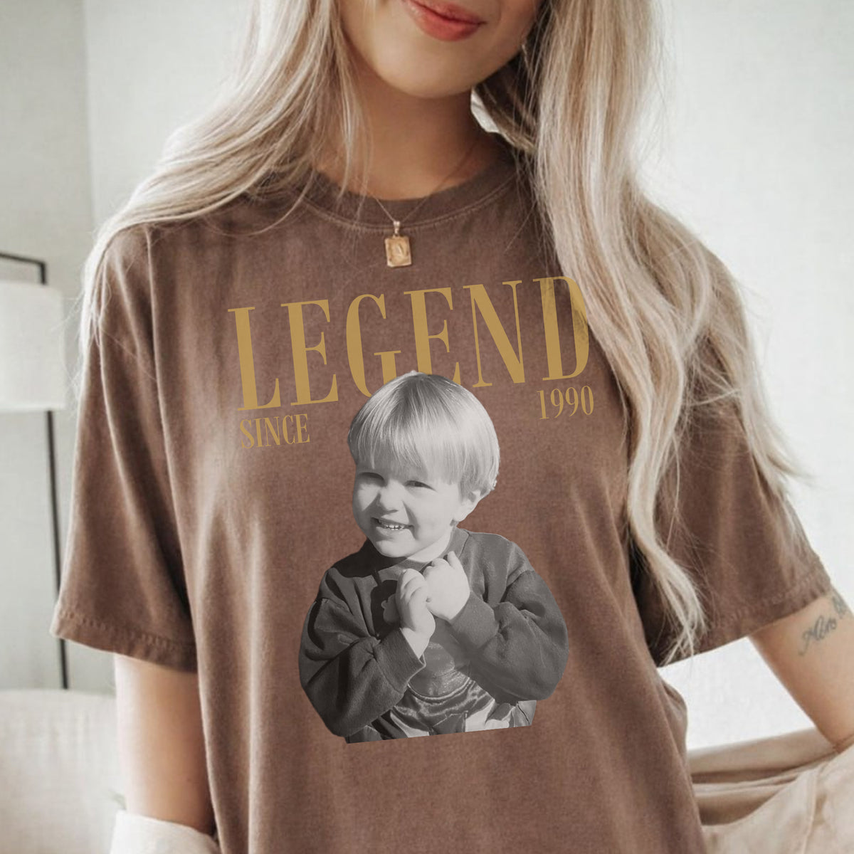 Legend Since 1990 Custom Photo Shirt, Personalized Childhood Picture and Name, 36th Birthday Gift