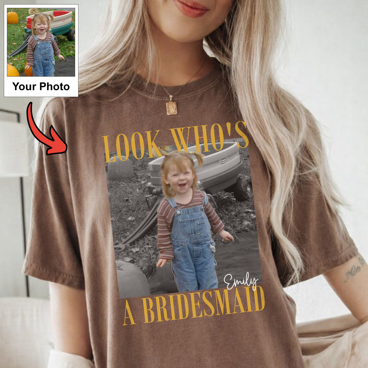 Custom Bridesmaid Photo Shirt, Personalized Wedding Tee