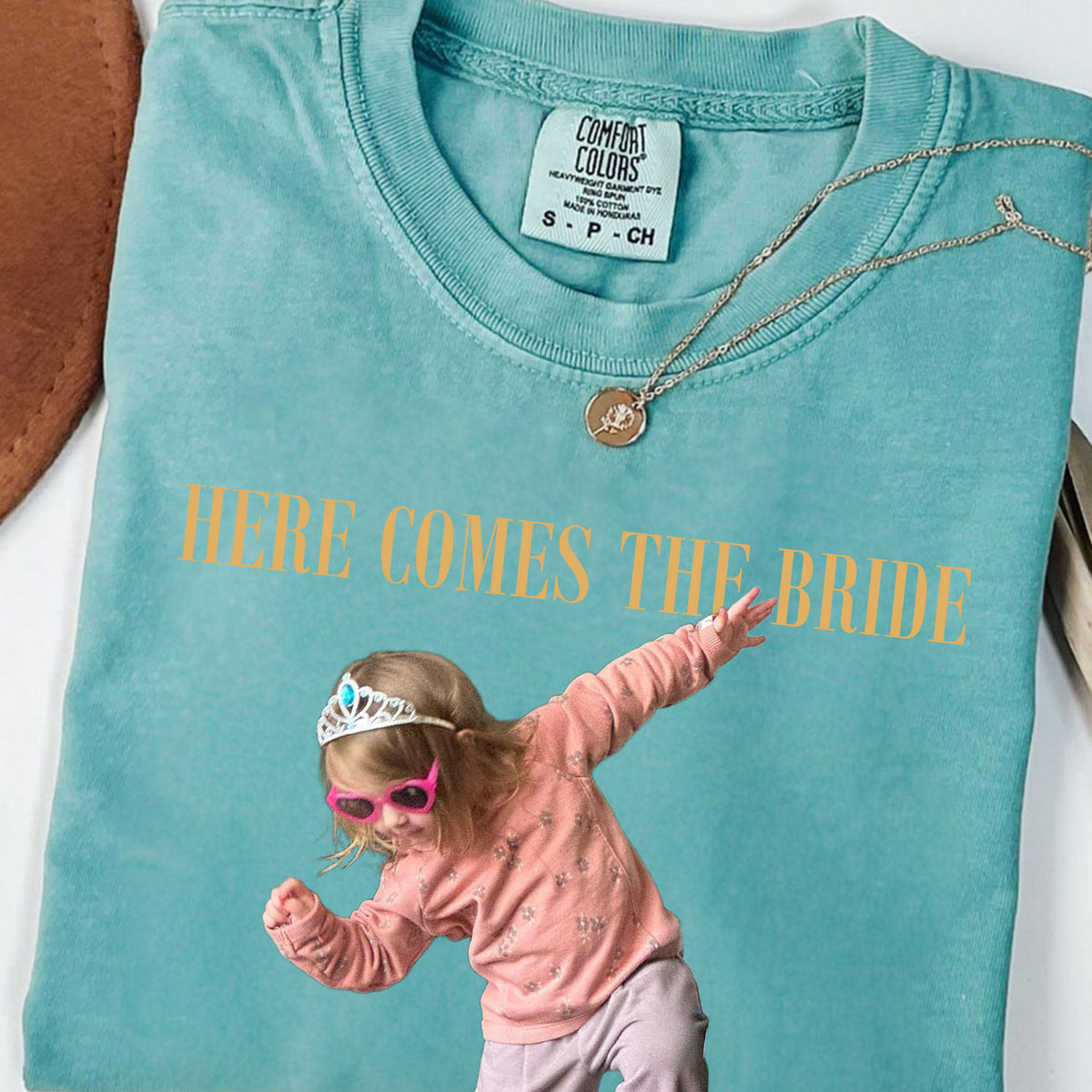 Here Comes the Bride Custom Photo Shirt, Personalized Childhood Picture and Name, Bridal Shower Gift