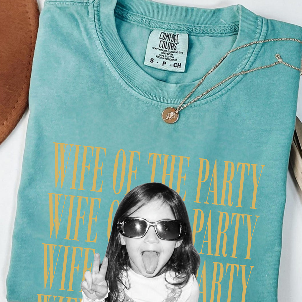 Personalized Wife of the Party Shirt, Custom Photo Name and Date Tee, Bachelorette and Bridal Gift