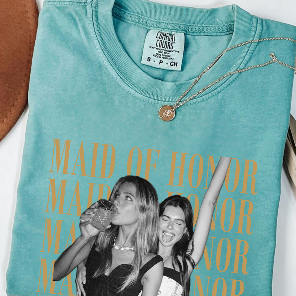 Custom Maid of Honor Photo Shirt, Personalized Wedding Tee