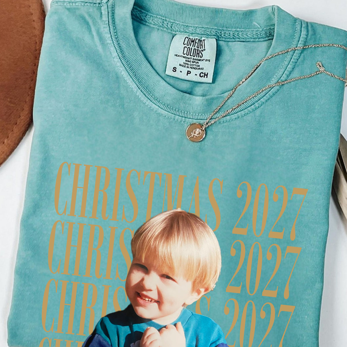 Christmas 2027 Custom Photo Shirt, Personalized Name Tee, Holiday Gift for Son or Daughter