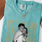 Just Engaged Custom Photo Shirt, Personalized Couple Names and Date Tee, Engagement Party Gift for Her