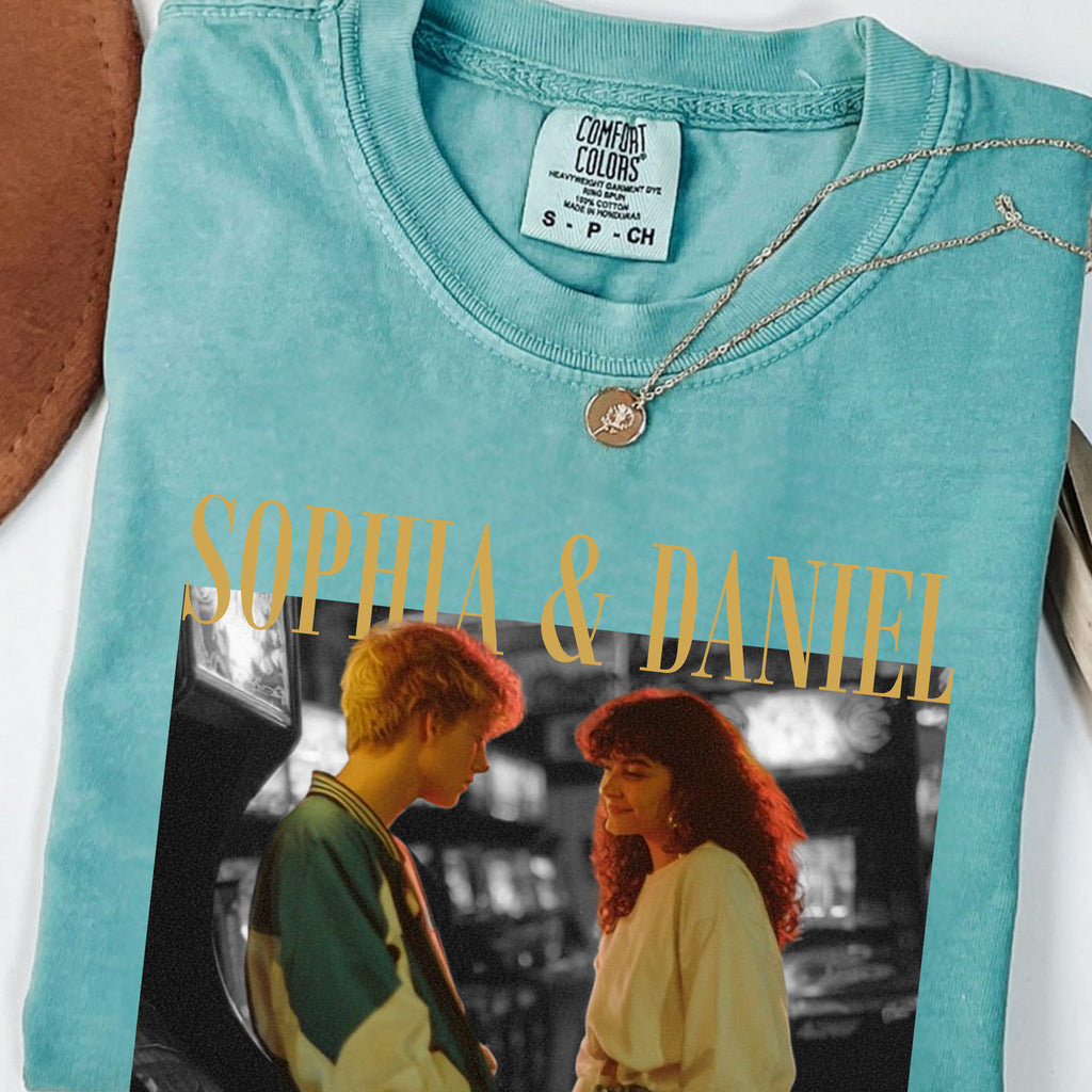 Custom Name and Year Wedding Photo Shirt, Personalized Couple Tee, Engagement or Anniversary Gift