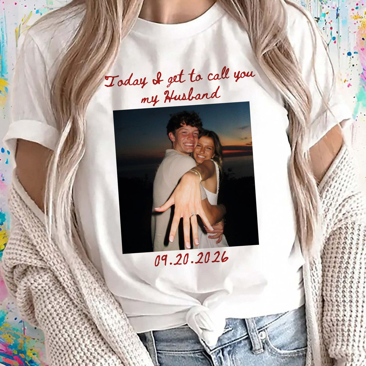 Personalized Bride Photo Shirt, Today I Get to Call You My Husband, Custom Wedding Day Gift for Her