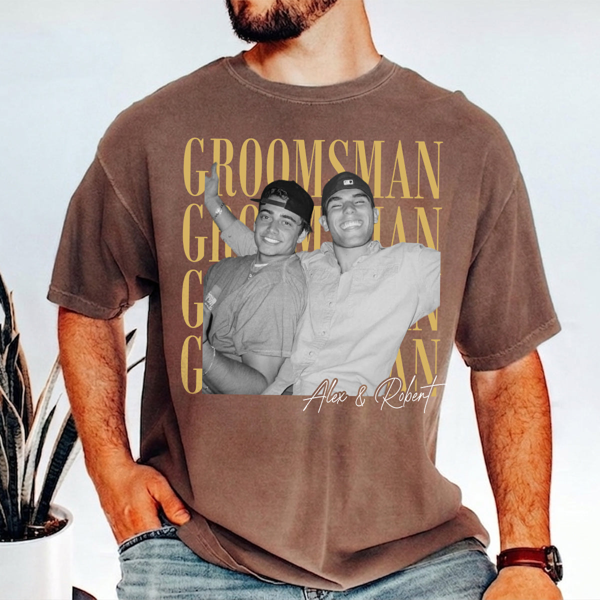 Custom Groomsman Photo Shirt, Personalized Name Tee, Bachelor Party Gift for Best Man and Wedding Crew