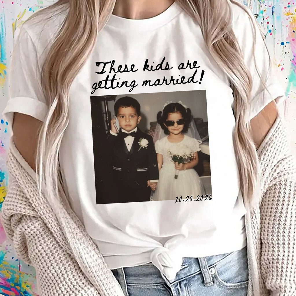 These Kids Are Getting Married Custom Photo Shirt, Personalized Wedding Date Tee, Gift for Parents
