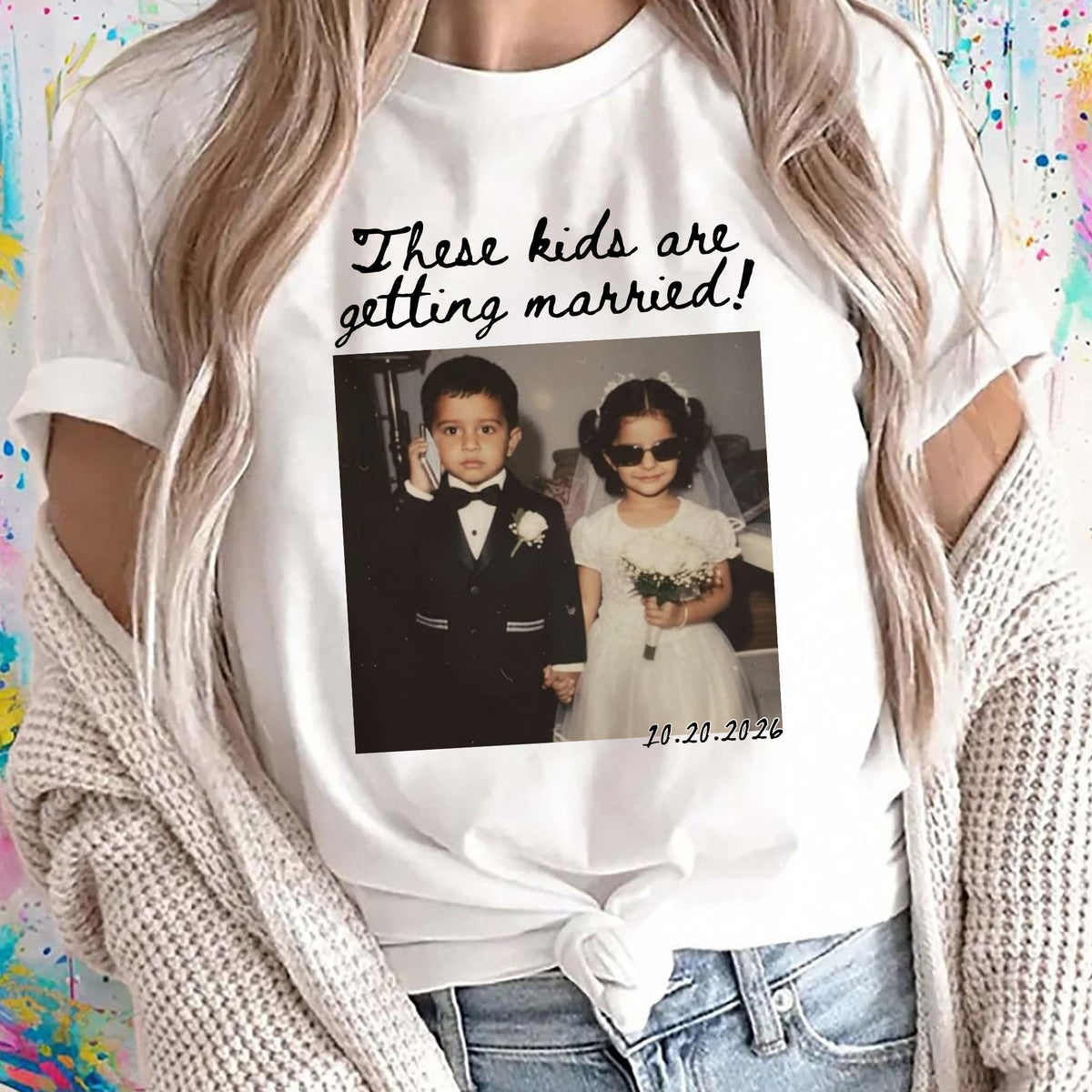These Kids Are Getting Married Custom Photo Shirt, Personalized Wedding Date Tee, Gift for Parents