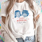 Just Married Custom Face Shirt Personalized Photo Tee Wedding Day Gift Newlywed Shirt