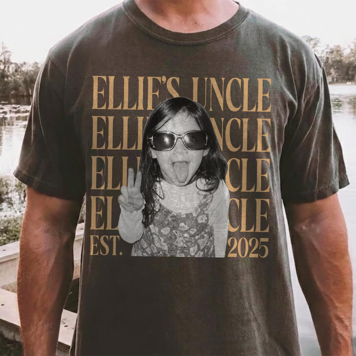 Custom Uncle Photo Shirt, Personalized Name and Year Tee, First Time Uncle Gift From Niece or Nephew