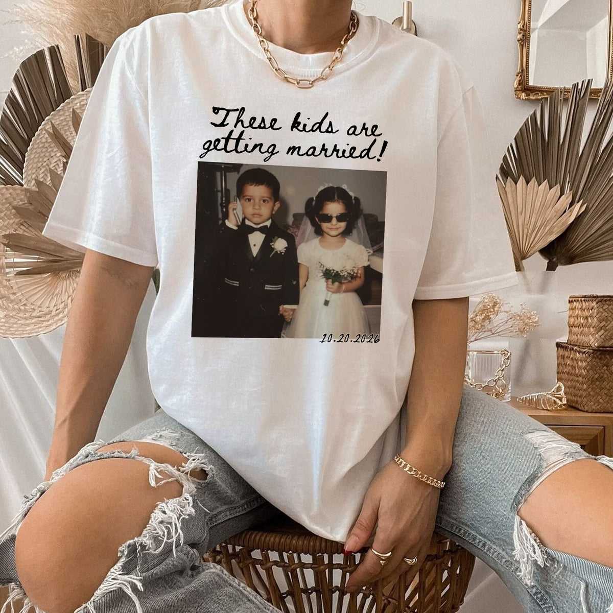 These Kids Are Getting Married Custom Photo Shirt, Personalized Wedding Date Tee, Gift for Parents