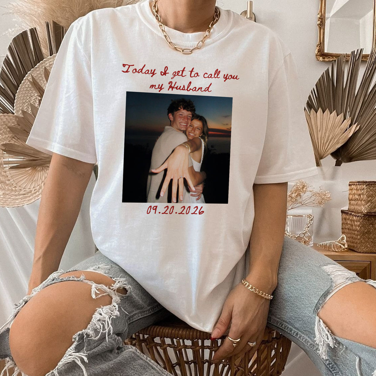 Personalized Bride Photo Shirt, Today I Get to Call You My Husband, Custom Wedding Day Gift for Her