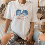 Just Married Custom Face Shirt Personalized Photo Tee Wedding Day Gift Newlywed Shirt