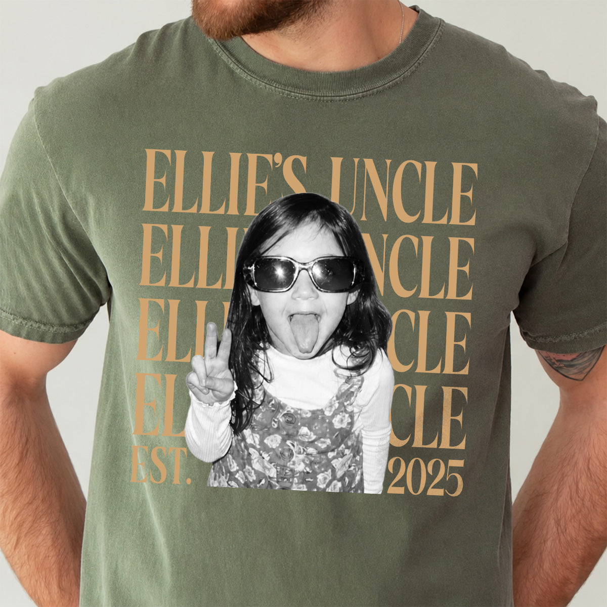 Custom Uncle Photo Shirt, Personalized Name and Year Tee, First Time Uncle Gift From Niece or Nephew