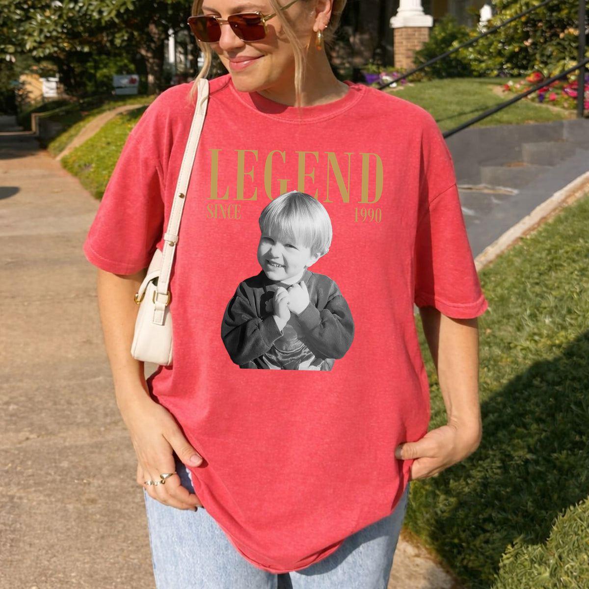 Legend Since 1990 Custom Photo Shirt, Personalized Childhood Picture and Name, 36th Birthday Gift