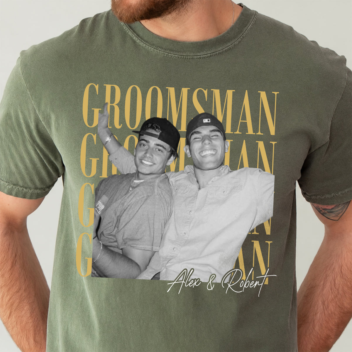 Custom Groomsman Photo Shirt, Personalized Name Tee, Bachelor Party Gift for Best Man and Wedding Crew