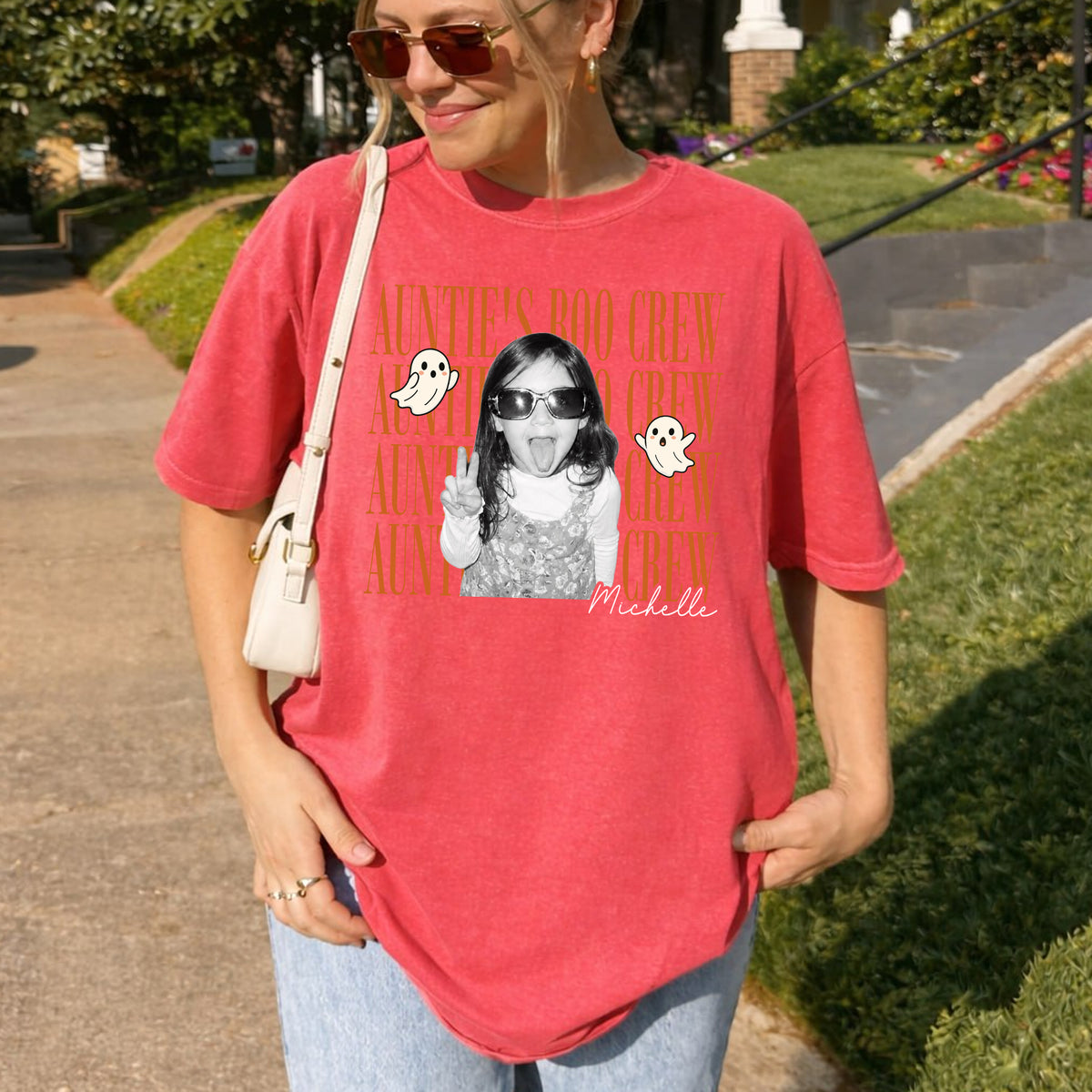 Auntie’s Boo Crew Halloween Shirt Custom Photo and Name Personalized Kids Halloween Tee Family Matching Gift