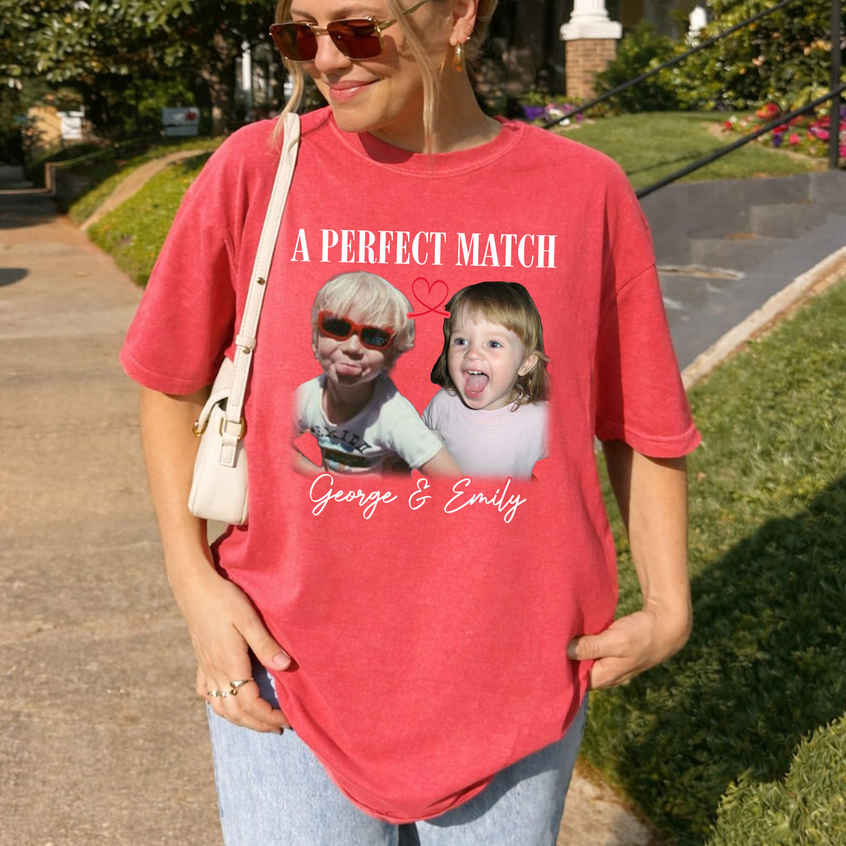 A Perfect Match Custom Photo Shirt, Personalized Couple Names, Childhood Engagement Gift