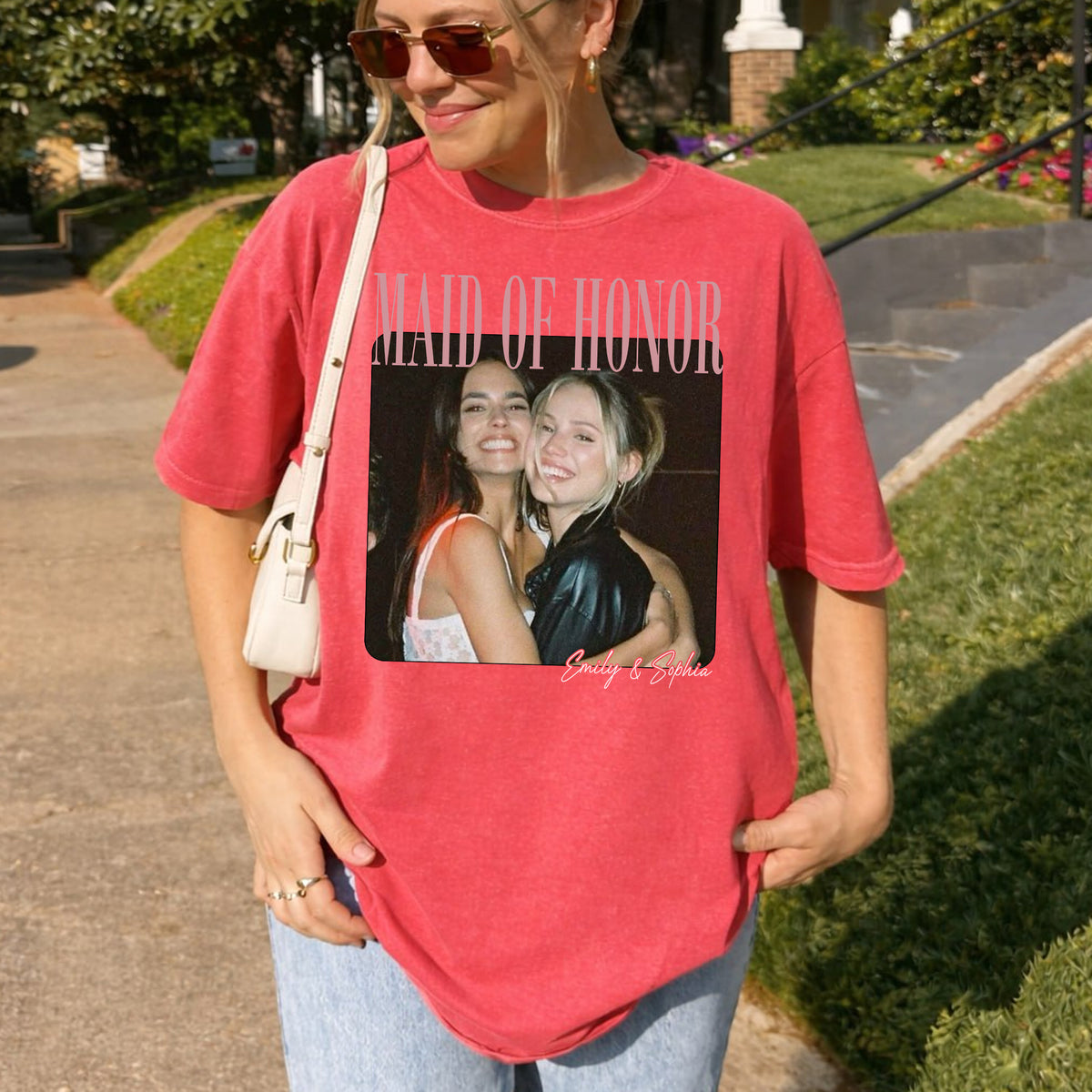 Custom Maid of Honor Shirt, Personalized Photo and Name Tee Wedding Gift for Maid of Honor