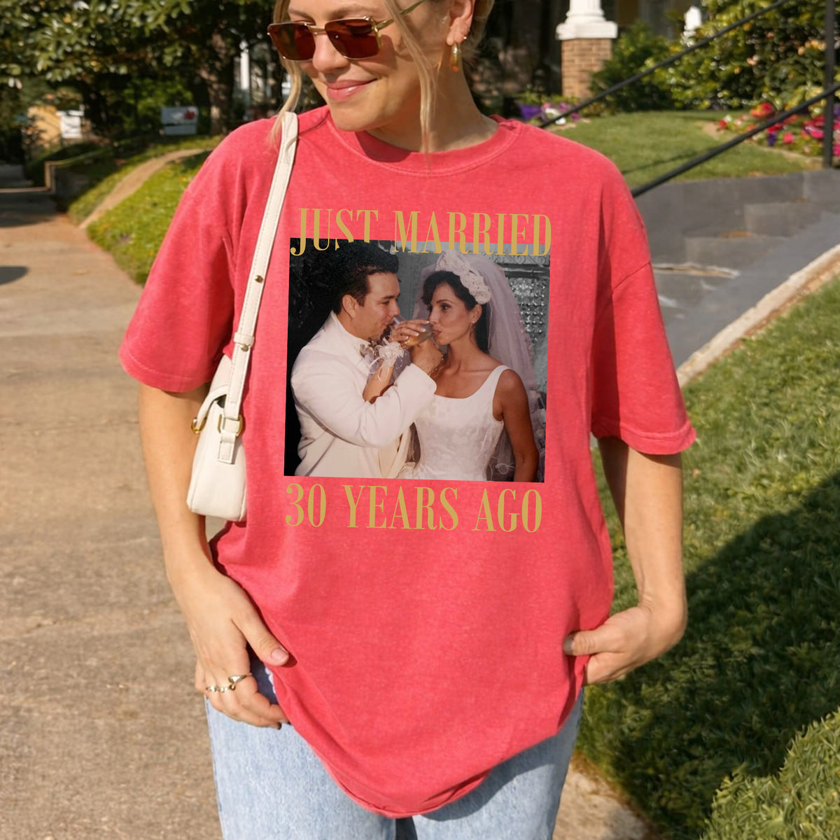 Just Married 30 Years Ago Custom Photo Shirt Personalized Wedding Anniversary Tee 30th Anniversary Gift