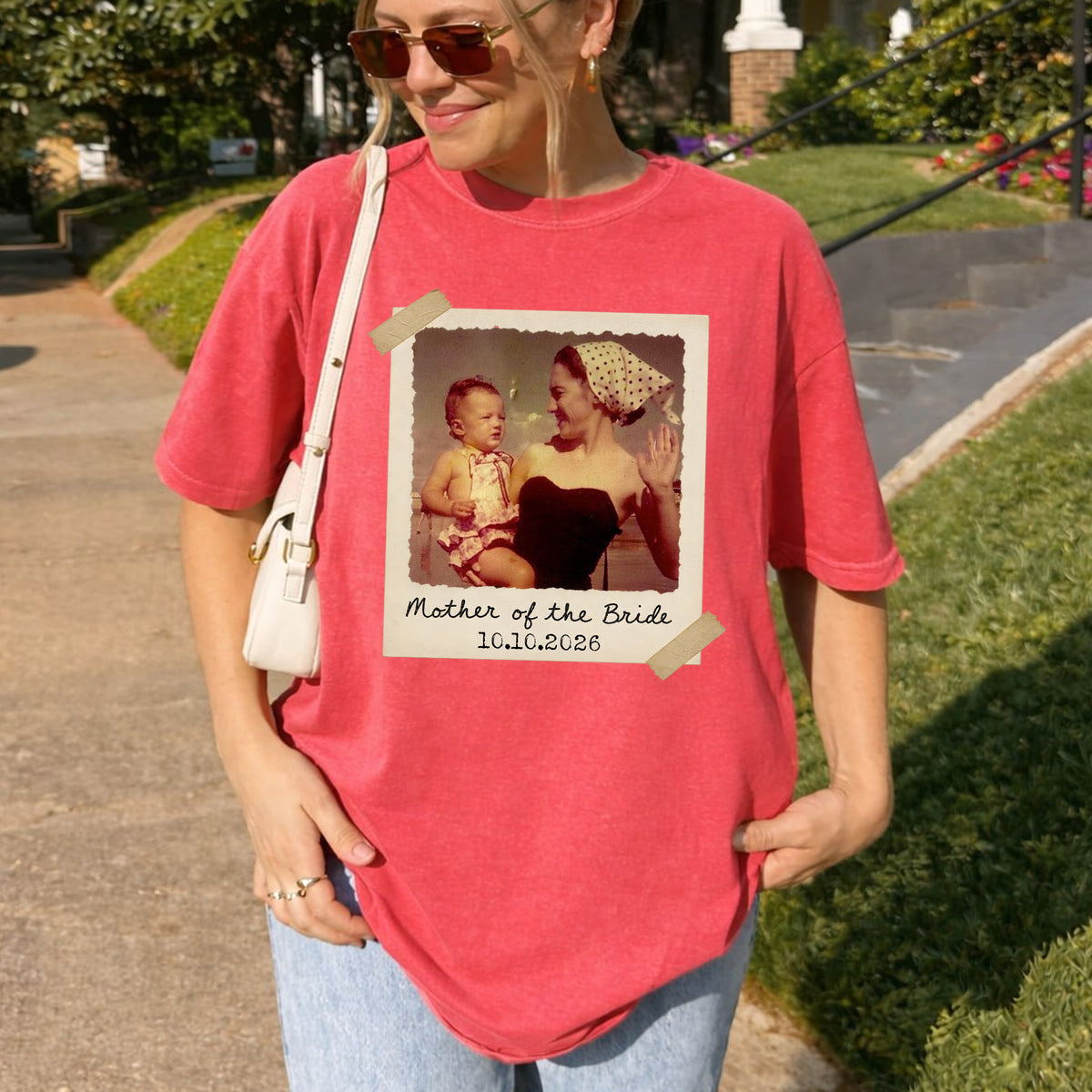 Mother of the Bride Custom Photo and Date Shirt Personalized Wedding Tee Bridal Party Gift for Mom